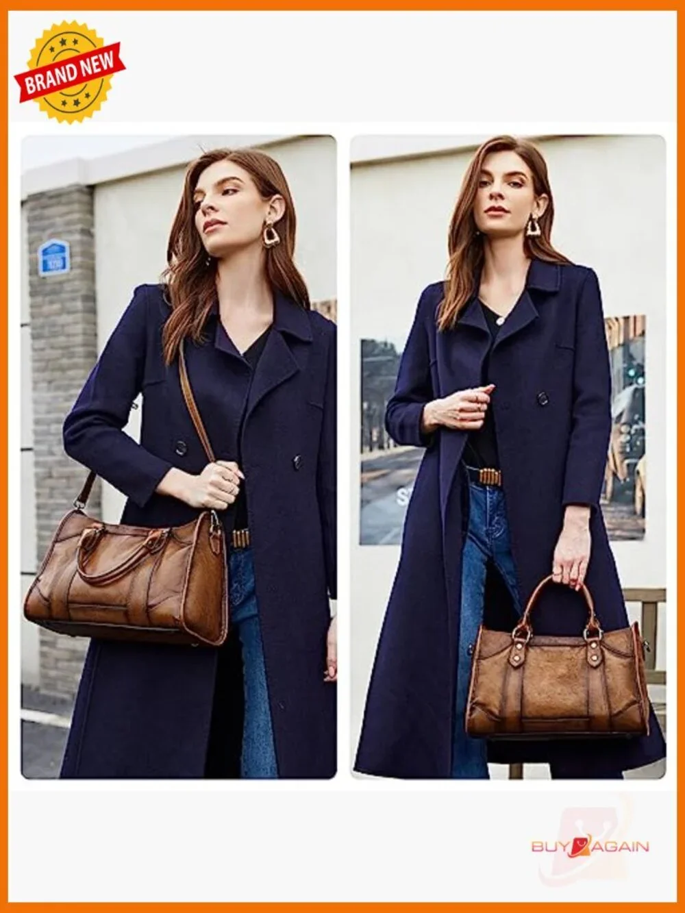 Genuine Leather Satchel Handbag Crossbody Shoulder Bag Hobo Purse Vintage Tote